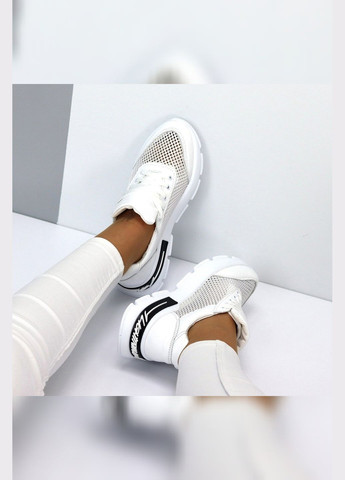 Белые летние летние белые кроссовки женские кожаные с белой подошвой кожа лето сетка Viki кросівки