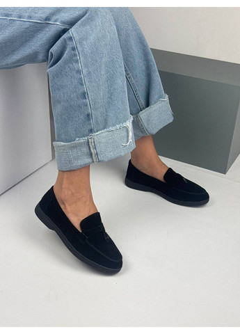 VIKA 438 Лофери Замшеві Чорні з прикрасою чорний з натуральна замша, туреччина — демісезон (341326229)