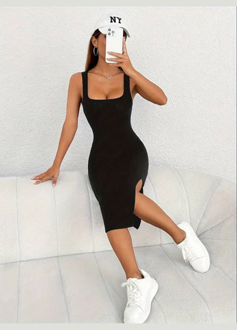 Черное деловое, повседневный, кэжуал, вечернее женское платье силуэтная Україна