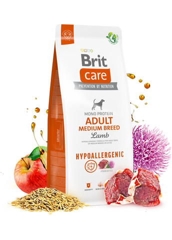 Корм для собак середніх порід Dog Hypoallergenic Adult Medium Breed гіпоалергенний з ягнятком 1 кг (8595602559039) Brit Care (316226767)