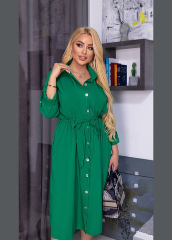 Зеленое женское свободное платье из софта цвет зеленый р.58/60 452587 New Trend