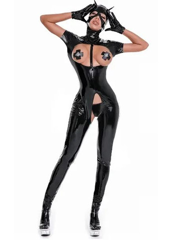 Чорний демісезонний сексуальний костюм жінки кішки з латексу. жіночий костюм для рольових ігр China
