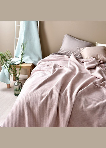 Плед покривало на ліжко Adina 200x220 см пудра бавовна натуральне IDEIA (367727598)