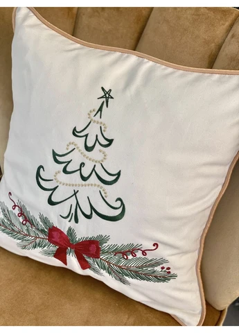 Наволочка одностороння з вишивкою XMAS TREE01, 45x45, Квадратна, Новорічний, Вишивка, 100% бавовна, Односторонній LiMaSo (390491591)