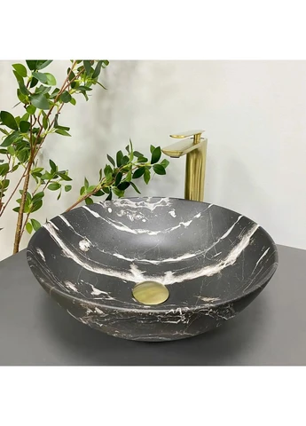 Раковина накладная Amalfi Onyx 390 круглая Черный матовый (RM--013403) VBI (373998038)