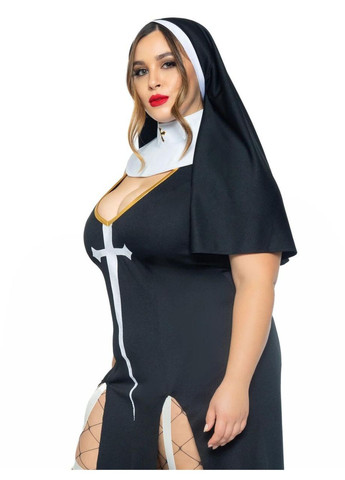 Костюм монашки-грешницы Leg Avenue Sultry Sinner 1X-2X, платье, головной убор, воротник No Brand (328202313)