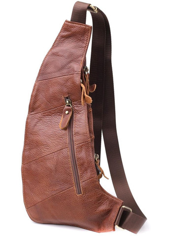 Сумка слінг через плече чоловіча шкіряна для телефону та для документів велика Коричневий 39021 Vintage (351403584)