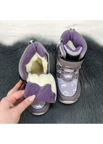 Сиреневые повседневные зимние ботинки дутики зимние детские для девочки Biki