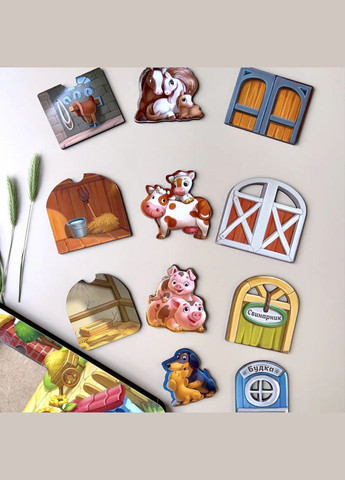 Дерев'яний пазл-вкладиш "Ферма" (ПСД174) PSD174 тришаровий Ubumblebees (316272022)