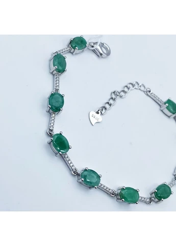 Браслет серебряный с изумрудом 16,5+3 см 8,18 г No Brand (370565328)