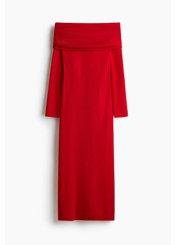 Червона коктейльна жіноча трикотажна сукня з відкритими плечима н&м (58676) xs червона H&M