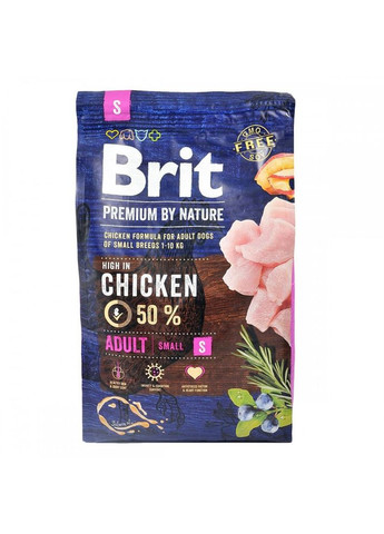 Сухой корм Dog Adult S для взрослых собак малых пород, с курицей, 3 кг Brit Premium (362701887)