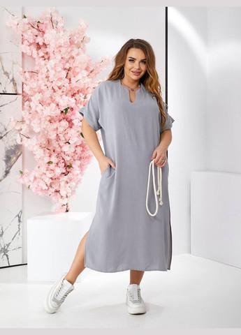 Сіра святковий, повсякденний, кежуал жіноча сукня однотонна Style Point однотонна