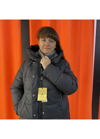 Чорна зимня куртка жіноча довга пальто зимова великий розмір 52 чорна No Brand