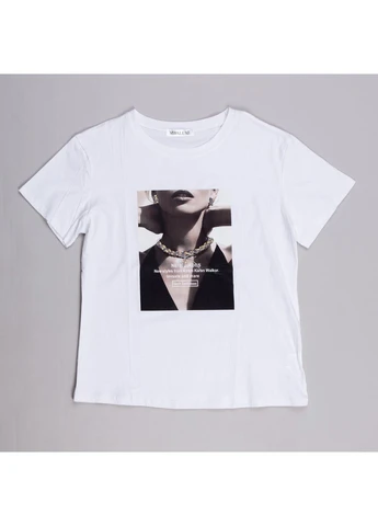 Футболка женская one size белая с принтом (N01) Miraluxe - (391007970)