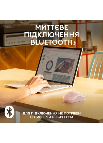 Миша бездротова LOGITECH M240 Silent Bluetooth рожева No Brand (395661486)