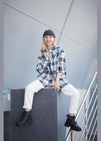 Черная кэжуал рубашка в клетку JUGO с длинным рукавом