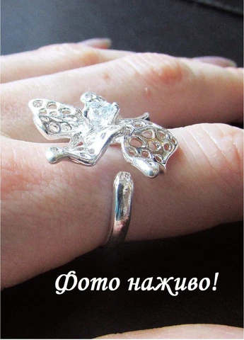 Эксклюзивное посеребрённое кольцо с фианитом Цветок Камила, 3412 No Brand (397615606)