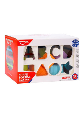 Развивающий тактильный куб-сортер HE 0209 с набором сенсорных элементов 14 шт. Huanger (327797483)