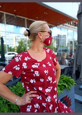 Бордовое кэжуал платье штапельная вишня 2 Льва