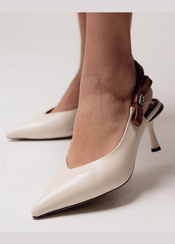 Молочные босоножки на шпильке молочные кожа Lottini