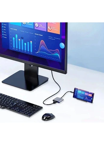 USB-C хаб 3 в 1 з HDMI 4K, USB 3.0 та PD зарядкою для ноутбука, MacBook, телефона No Brand (393272148)