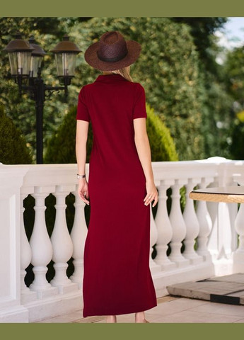 Бордова повсякденний сукні сукня-футболка ISSA PLUS однотонна