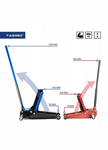Двухпоршневой низкопрофильный домкрат TA288 4 т Tagred (301214886)