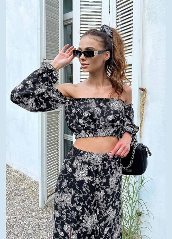 Пляжный костюм топ с юбкой. Черный Seventeen (340476991)