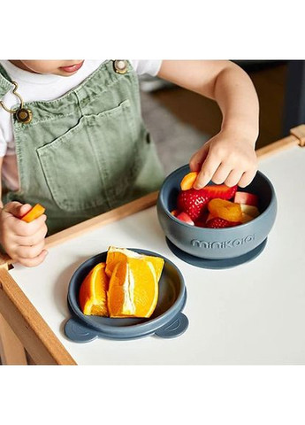 Глибока тарілка з кришкою на присосці Bowly - Deep Blue (101080010) MinikOiOi (323122758)