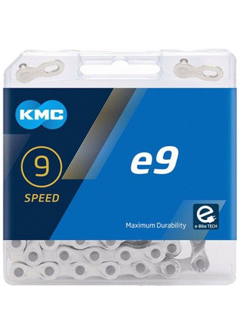 Ланцюг e9 Silver 9 швидкостей 122 ланки срібний + замок KMC (302491350)