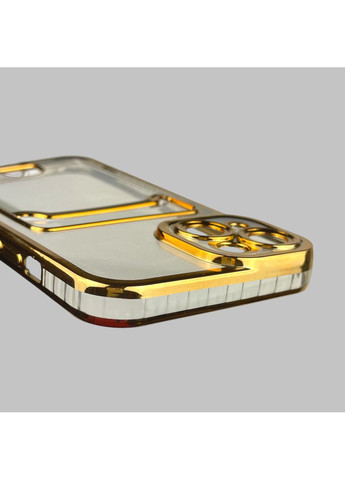Чехол для iPhone 14 с золотой окантовкой с карманом для карт на айфон 14 золотой Apple (366023503)