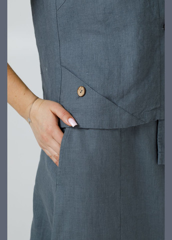 Жіноча спідниця з льону в стилі бохо однотонна на резинці та зав'язці з кишенями Даная., р., код 7420/52/999 ГАЛЕРЕЯ ЛЬОНУ (343051484)