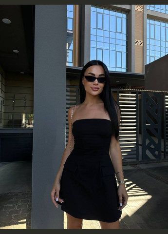 Черное кэжуал платье - звон длины мини колокол Adelante однотонное