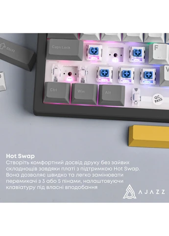 Клавиатура AK870 V2 Flying Fish Switch Black USB-C (AK870-V2-FF-BGY) Ajazz (386041233)