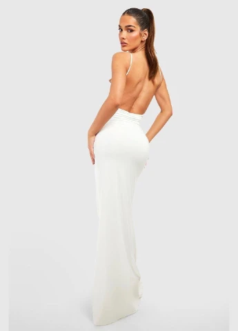 Молочное кэжуал платье Boohoo однотонное