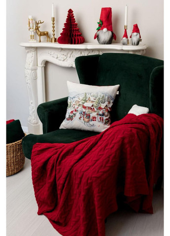 Наволочка гобеленова з велюром Снігова зима Салазки 45х45 см Прованс (368993057)