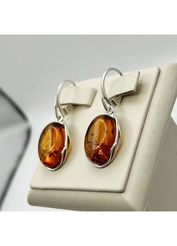 Сережки срібні з бурштином 5,3 г No Brand (369737726)