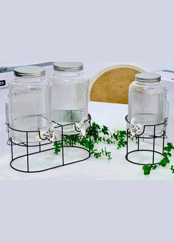 Набір з 2 лимонадниць з краном на металевій підставці, 5,5 л No Brand (323583728)