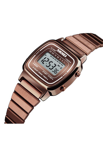 Часы 1901SCF Кофейные Нержавеющая сталь Женские с будильником и хронографом электронные ProDobro (367264254)