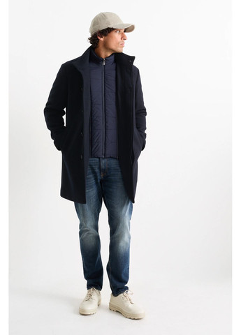 Темно-синє демісезонне Пальто у складі з вовною C&A