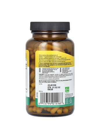 Комплекс Аминокислот с витамином B6, MaxAmino Caps, 180 вегетарианских капсул. Country Life (315146079)