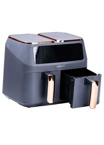 Аерогриль-фритюрниця SK-ZG-8030 на 8 літрів 2 контейнери з таймером, сірий Sokany (324070246)