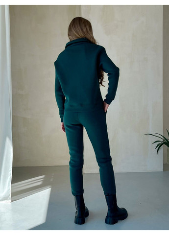 Жіночий костюм утеплений на флісі (кофта, штани) зелений S-M No Brand 100001082 (365285184)
