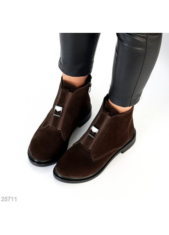 Черевики зимові Seline, натуральна замша, шоколадні, на блискавці No Brand (365553026)