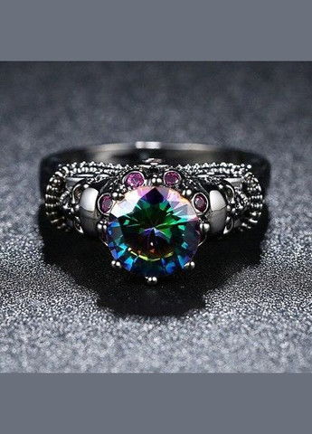 Модное черное кольцо покрытое черным золотом Черепки с черным цирконом Мистическое кольцо, панки, р 17.5 Fashion Jewelry (285814493)