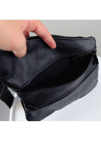 Сумка чоловіча на 3 кишенях, з натуральної шкіри, слінг нагрудний чорний, чоловіча сумка кроссбоді No Brand (372017438)