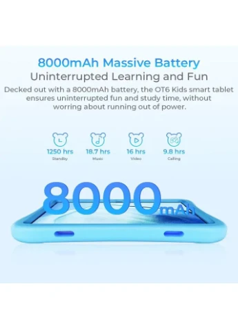 Планшет OT6kids 10" HD+ /4GB/64GB/ RK3562 /8000mAh/ 5+2Мп/ WIFI Blue Oukitel (396804064)