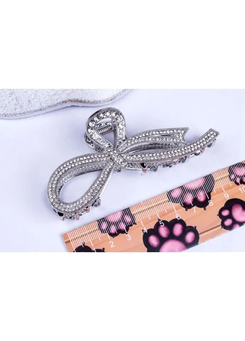 Краб для волосся металевий з камінням, крабик у формі бантика Fashion Jewelry (393951712)