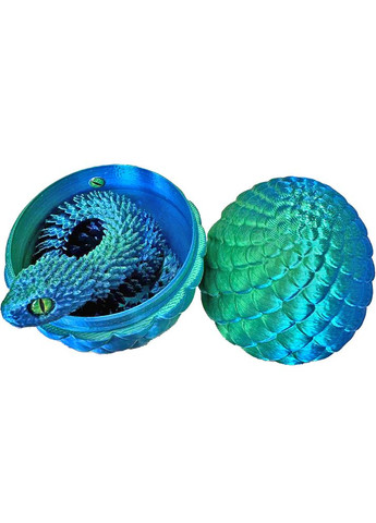 Игрушка-антистресс 3D-печатная подвижная Змея с яйцом — декоративная фигурка из PLA, 30 см Синий/ No Brand (366027155)